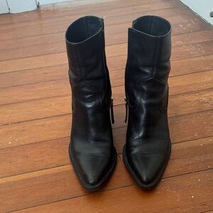 Mango Black Leather Ankle Booties